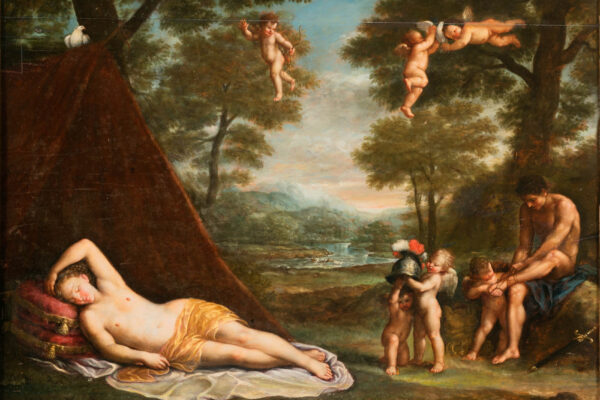 Frans de Neve II (Anversa 1630 ca. - post 1693 ?), attribuito Venere dormiente, Marte e Cupido in un paesaggio