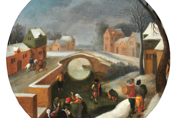 Abel Grimmer (Anversa 1570 - 1619), attribuito Scena invernale